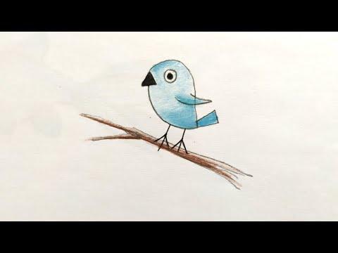 رسم سهل كيف ارسم عصفور سهل للاطفال بقلم الرصاص How To Draw A Bird For Kids 