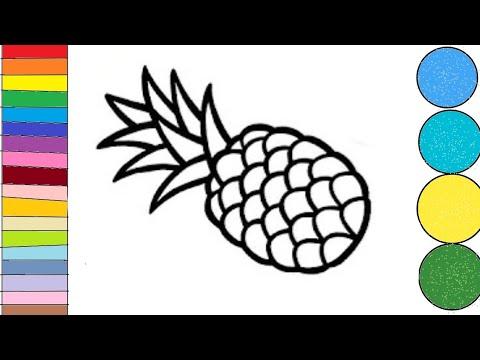 Pineapple Drawing For Children رسم فاكهة الأناناس للاطفال 