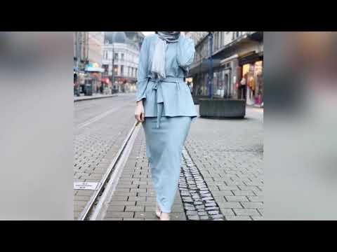 اروع تنسيقات فساتين و تنانير باللون الازرق السماوي Soft Blue Hijab Dresses Skirts Ideas 