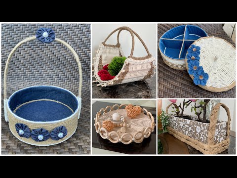 5 Diy Rope Basket Rope Crafts Diy Basket أعمال يدويه من الحبل سبت يدوي 