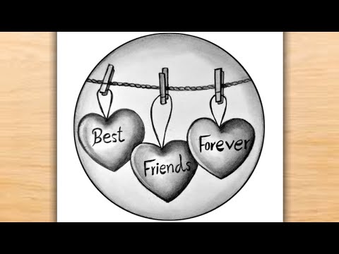 Three Best Friends Drawing BFF Drawing BFF Drawing Easy Friendship Day Special Drawing 
