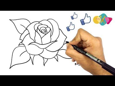 طريقة رسم وردة كيف ترسم وردة تعليم الرسم كيفية رسم وردة بالقلم الرصاص رسم سهل 