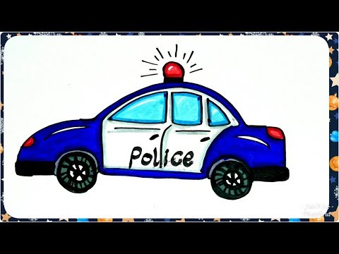 رسم سيارة الشرطة في عيد الشرطة 25 يناير للأطفال والمبتدئين How To Draw A Police Car 