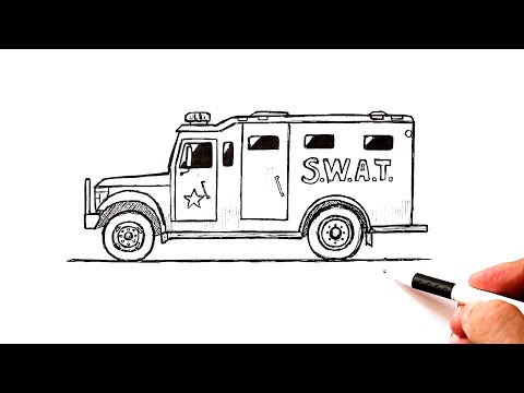 كيفية رسم شاحنة شرطة SWAT رسم سيارة 