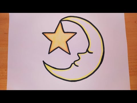 رسومات رمضان رسم هلال رمضان نائم رسم نجمة رسم سهل تعليم الرسم رسم للاطفال رسم رمضان رسم اطفال 