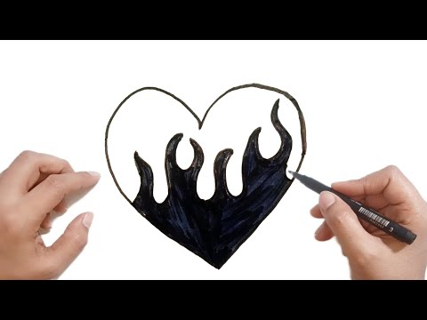 كيفية رسم قلب مشتعل كيوت وجميل خطوة بخطوة رسم سهل تعليم الرسم للمبتدئين Cute Heart Drawing 