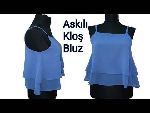 Askılı Kloş Bluz Kesimi Ve Dikimi Yazlık Bluz تفصيل وخياطة بلوزة كلوش 