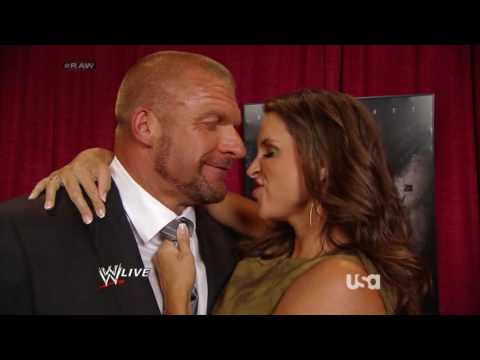 WWE Raw 07 14 14 Stephanie Triple H Backstage Kiss 