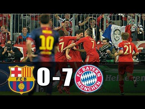 أهداف مباراة بايرن ميونخ وبرشلونة 7 0 نصف نهائي دوري أبطال أوروبا 2013 تعليق عصام الشوالي ورؤوف خليف 