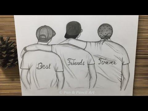 Friendship Day Drawing Best Friends Hugging Each Other How To Draw Boys Pencil Sketch 