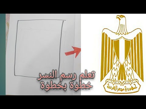 رسم نسر علم مصر رسم نسر صلاح الدين الذهبي شعار جمهورية مصر العربية خطوة بخطوة مع التلوين 