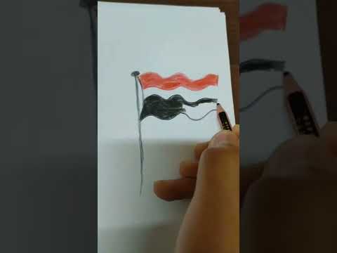 رسم علم اليمن أثناء عزف النشيد الوطني اليمني 