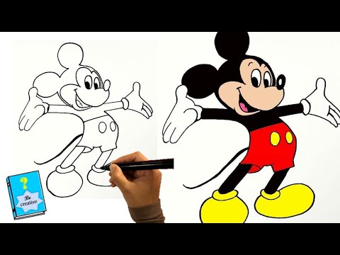 تعلم رسم ميكي ماوس للاطفال خطوة بخطوة How To Draw Mickey Mouse 