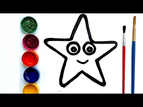 تعليم الرسم للأطفال كيفية رسم نجمة بأسهل طريقة Glitter Stars Coloring And Drawing For Kids Toddler 
