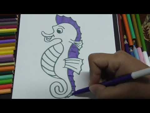 تعليم الرسم للاطفال رسم حصان البحر بطريقه سهله وبسيطه للاطفال عالم البحار 