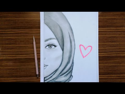 رسم فتاة محجبة كيوت بقلم الرصاص خطوة بخطوة للمبتدئين Drawing A Cute Veiled Girl With A Pencil 