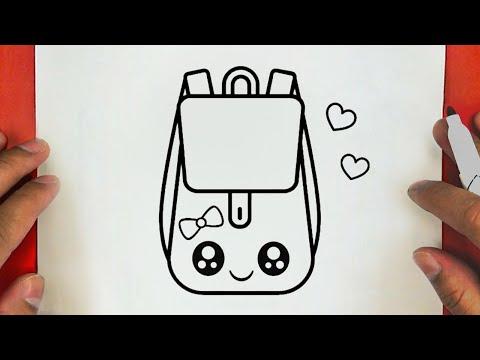كيف ترسم حقيبة مدرسية كيوت وسهلة خطوة بخطوة رسم سهل تعليم الرسم للمبتدئين 