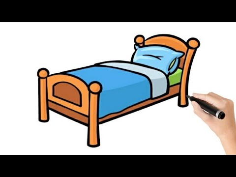 رسم سرير بطريقة كرتون How To Draw Cartoon Bed 
